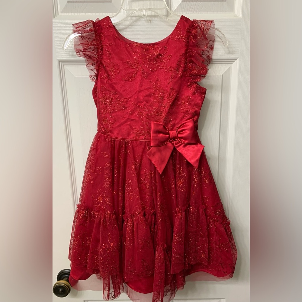 Jona  Michelle Red Girls' Party Dress with Bow, Size 7